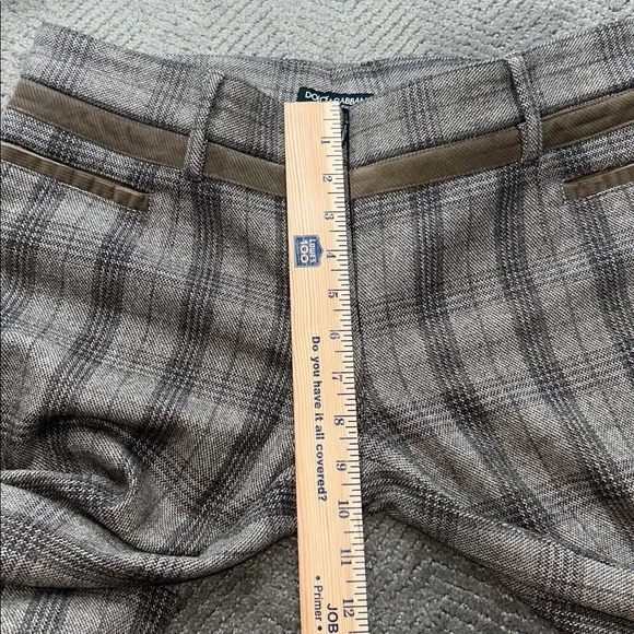 Dolce & Gabbana Plaid Tailored Pants Brown Gray Straight Leg Women Italy - Picture 9 of 13